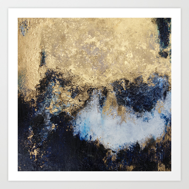 Blue Gold Abstract Art Print By Theshawnamiller Society6