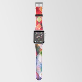geometric pixel square pattern abstract background in purple orange red Apple Watch Band