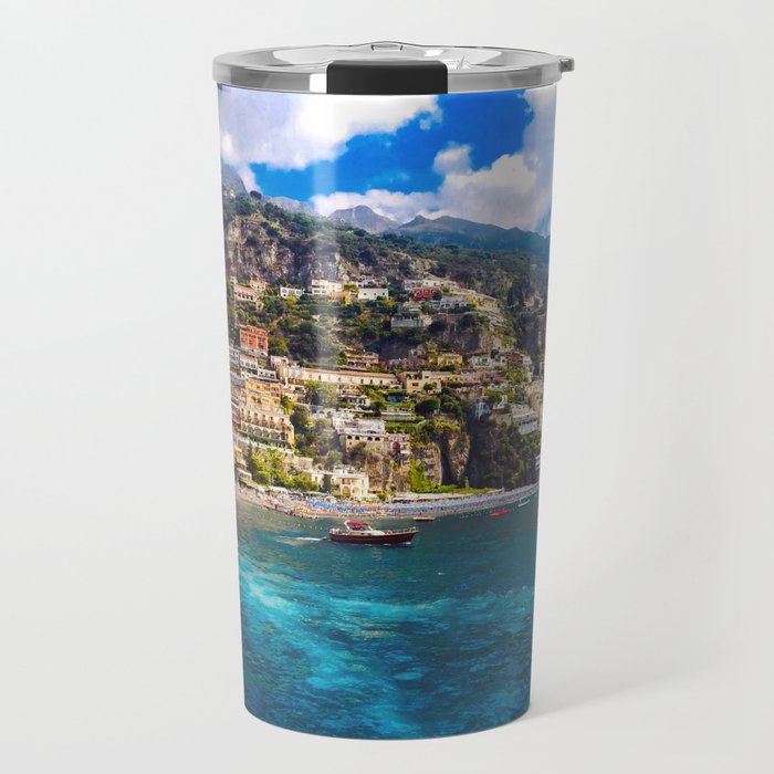 Coast line of Positano, Italy Travel Mug