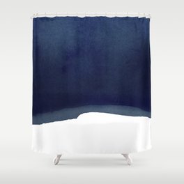 Minimal Navy Blue Abstract 02 Landscape Shower Curtain