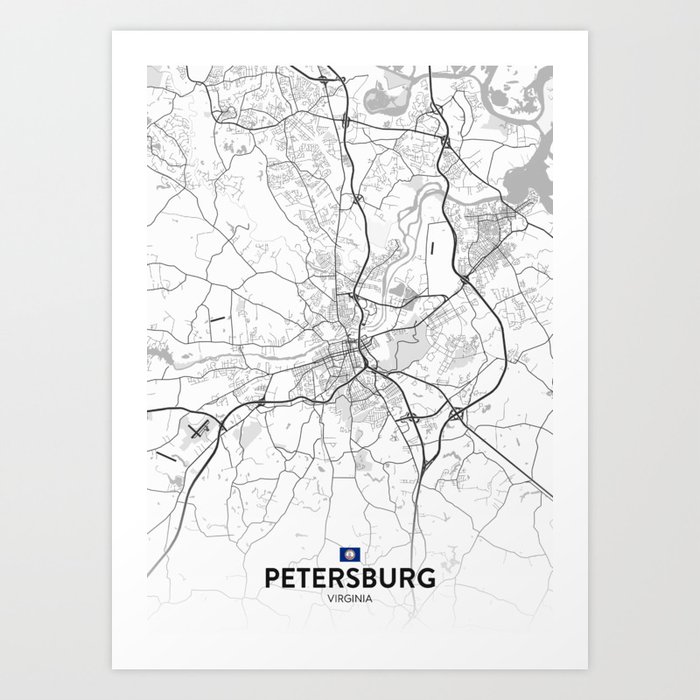 Petersburg, Virginia, United States - Light City Map Art Print