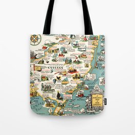 1935 Vintage Pictorial Map of New Jersey Tote Bag