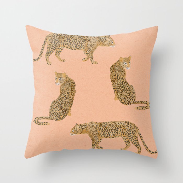 sunset leopards Throw Pillow