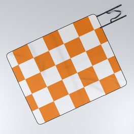 Large Orange Checkerboard Pattern Picnic Blanket
