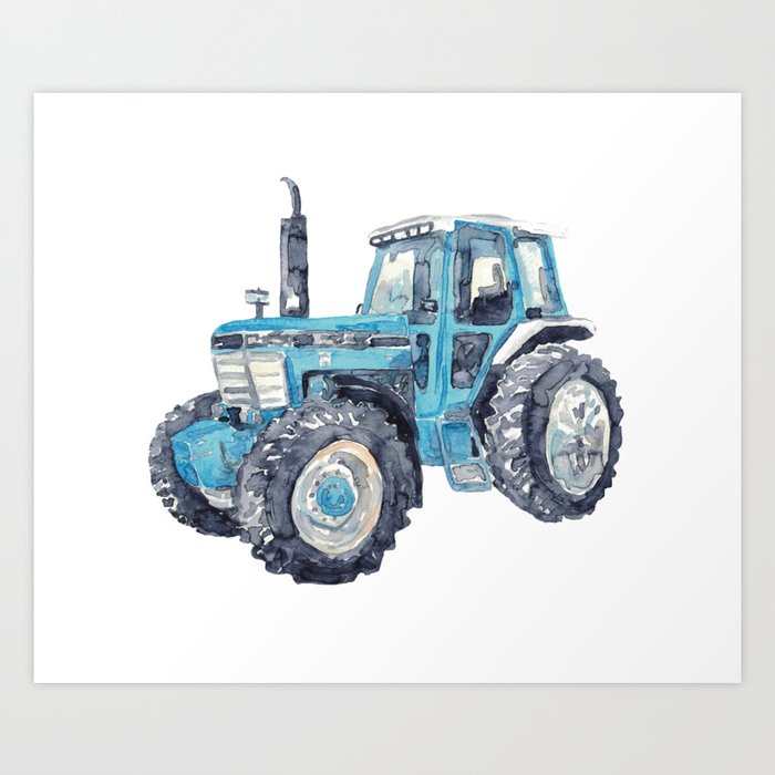 Blue tractor print Art Print