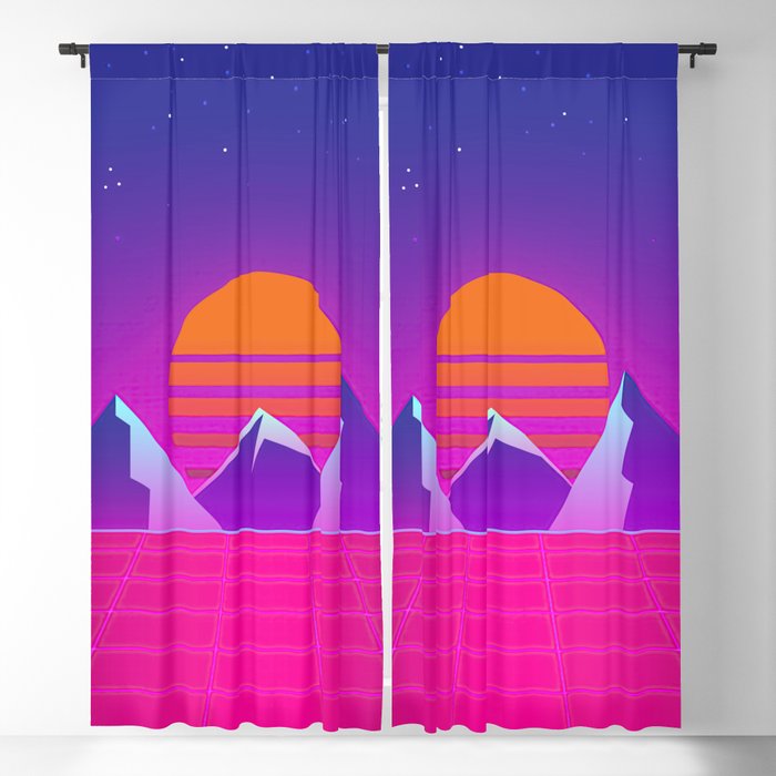 Synthwave mountains Blackout Curtain
