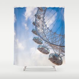 Great Britain Photography - London Eye Under The Blue Cloudy Sky Shower Curtain