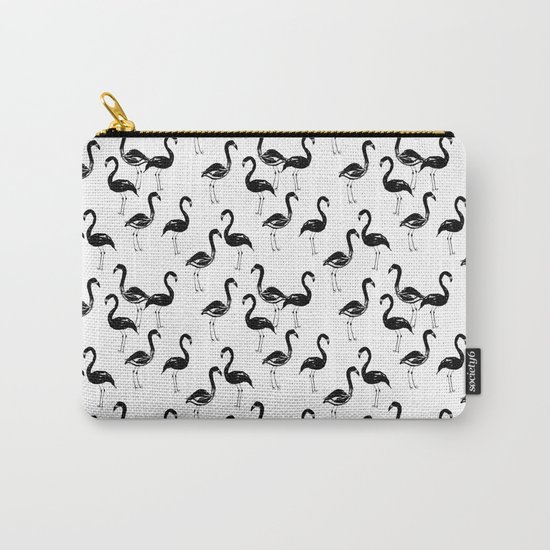 Flamingo modern watercolor girly cute black and white cell phone case tropical island summer animal Carry-All Pouch