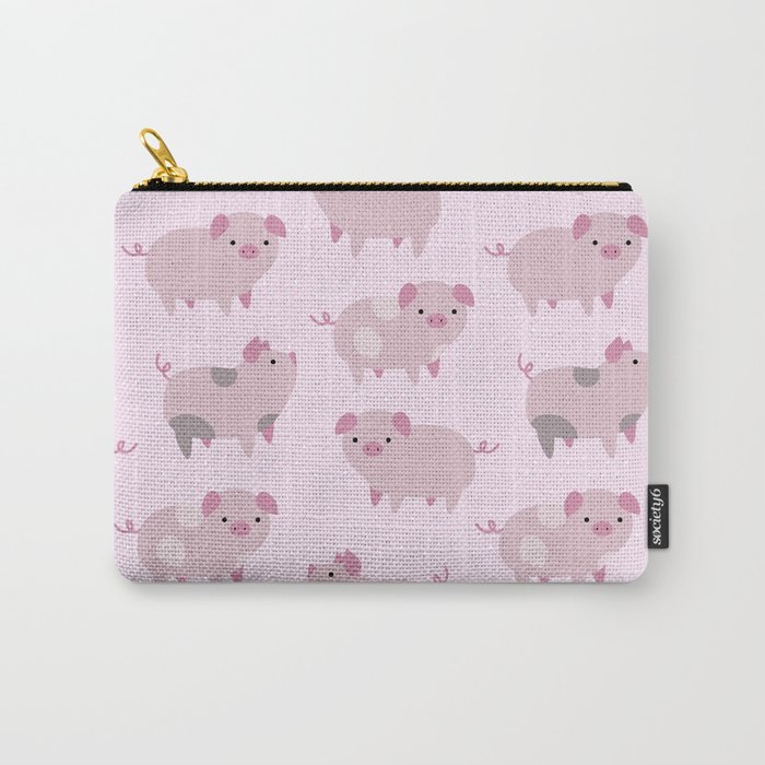 Cute Pink Piglets Pattern Carry-All Pouch