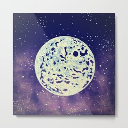Full Moon in Pink Painting Metal Print | Moonphases, Pinkgalaxy, Mooncraters, Office, Acrylic, Lunar, Watercolor, Mystical, Desk, Lunarphase 