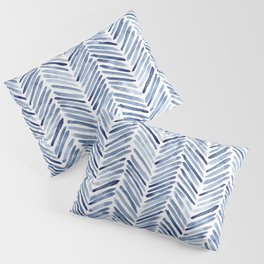 Indigo herringbone - watercolor blue chevron Pillow Sham