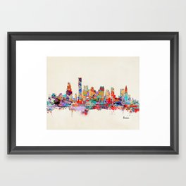 Boston city watercolor Framed Art Print