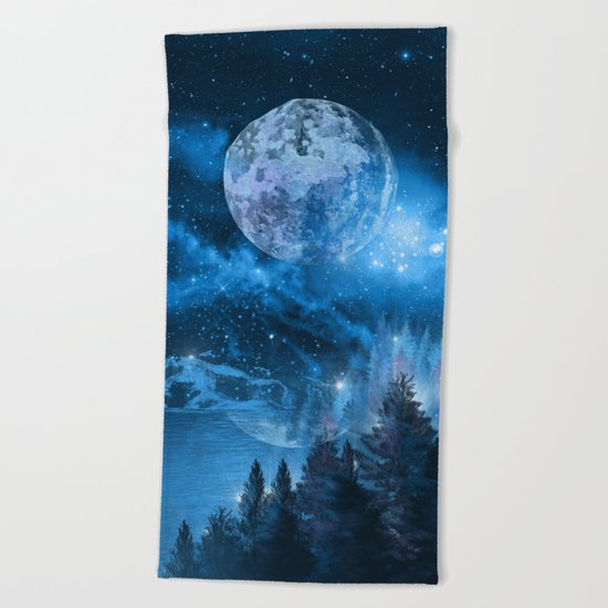 Night forest Beach Towel