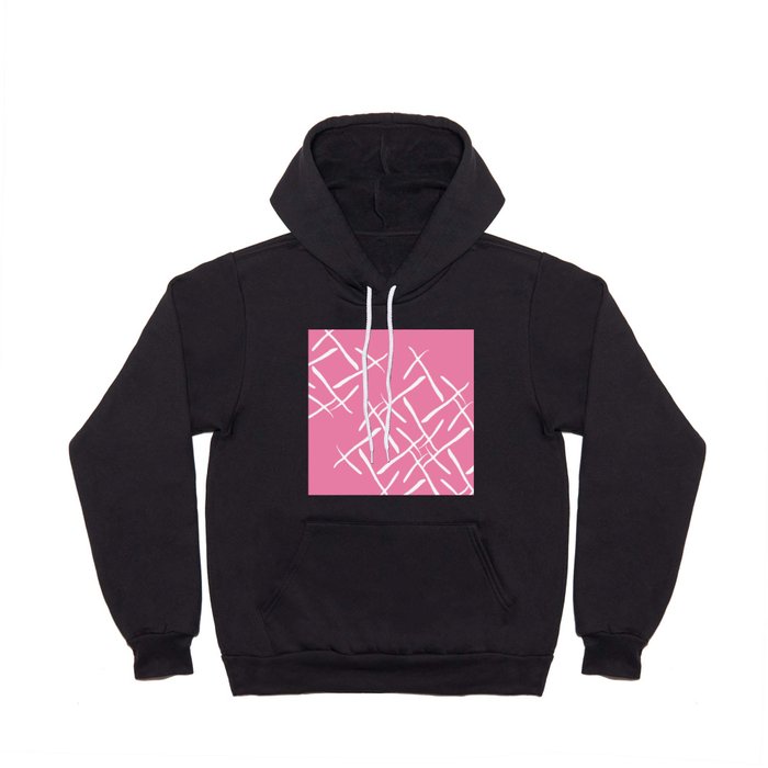 White cross marks on pink background Hoody