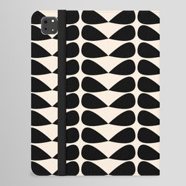 Mod Leaves Mid Century Modern Abstract Pattern in Black and Almond Cream iPad Folio Case