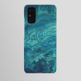 Blue & Teal Acrylic Abstract Fluid Art Android Case
