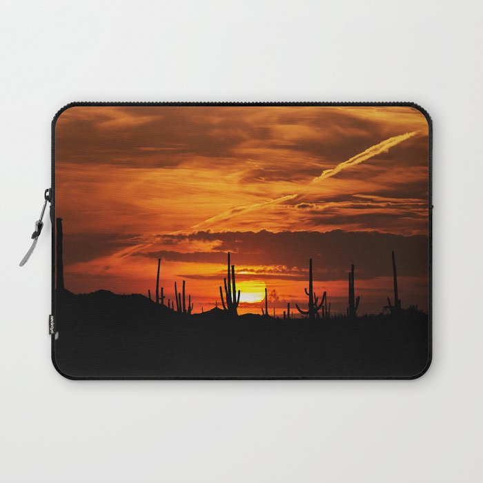 Sunset Orange Sky Cactus Desert Arizona America Laptop Sleeve