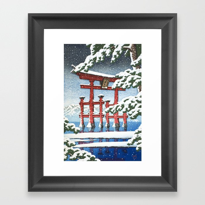 Hasui Kawase, Miyajima Torii In Snow - Vintage Japanese Woodblock Print Art Framed Art Print