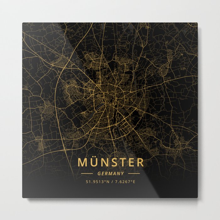 Munster, Germany - Gold Metal Print
