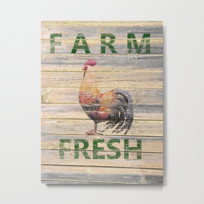Rustic Rooster Kitchen Cafe Bistro Country Farmhouse Art USA A294 Metal Print