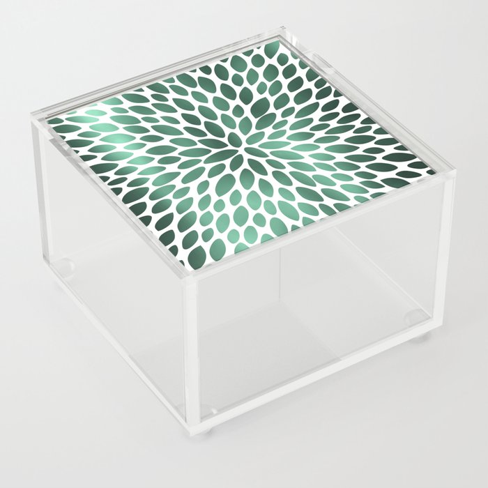 Floral Bloom Green and White Acrylic Box