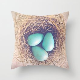 Blue Eggs Throw Pillow