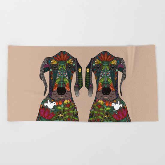 Great Dane love beige Beach Towel