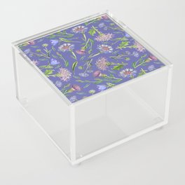 Cornflower, Thistle and Veri Peri Meadow floral pattern   Acrylic Box