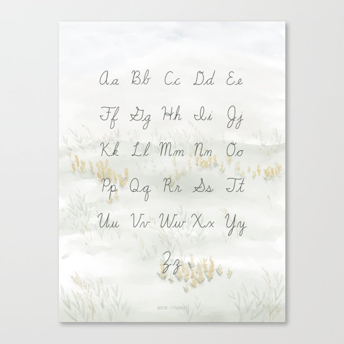A Quiet Meadow Cursive Alphabet Canvas Print