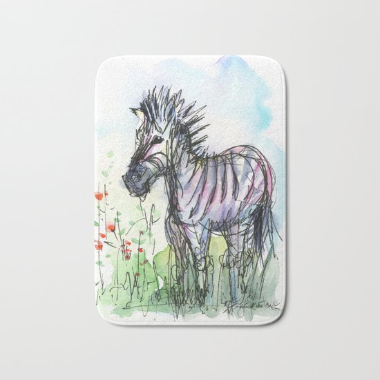 Zebra Whimsical Animal Art Bath Mat