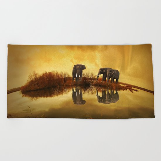 The Herd (Elephants) Beach Towel