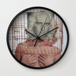Bird in a Cage - Vintage Collage Wall Clock