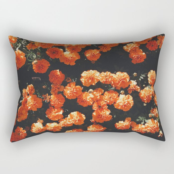 Orange Flowers Everywhere Rectangular Pillow