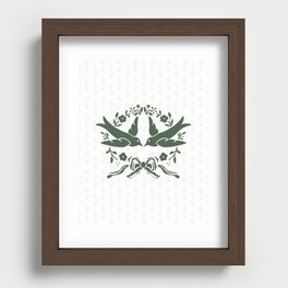 Green Sparrow Recessed Framed Print