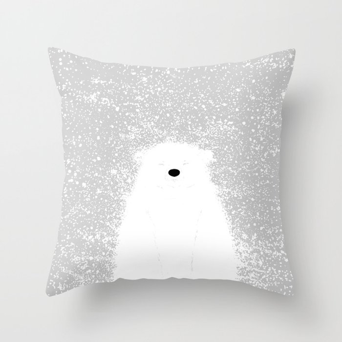 Its A Polar Bear Blinking In A Blizzard Throw Pillow