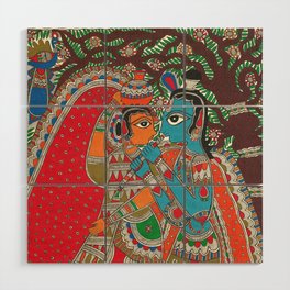 Krishna And Radha Wood Wall Art