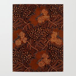 Copper Batik Pattern Abstract Digital Vector Nature Art Poster