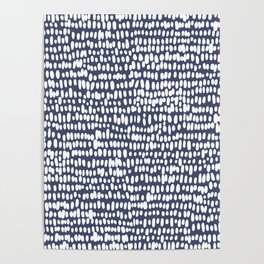 Spotted Preppy Dots Abstract in Navy Blue Poster
