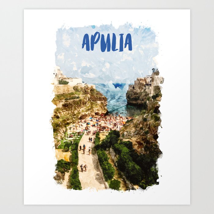 Apulia Italy city watercolor Art Print