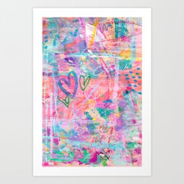 Girly Graffiti with Hearts and Doodles Art Print