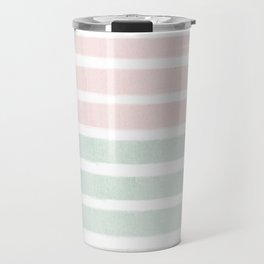 Gender neutral stripes mint pastel pink grey striped pattern nursery art Travel Mug