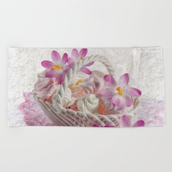 Pink floral Beach Towel