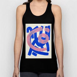 Tribal Pink Blue Fun Colorful Mid Century Modern Abstract Painting Shapes Pattern Tank Top | Pattern, Fun, Shapes, Midcentury, Acrylic, Colorful, Painting, Tribalpinkblue, Abstract, Ink 