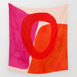 relations IV - pink shapes minimal painting Wall Tapestry