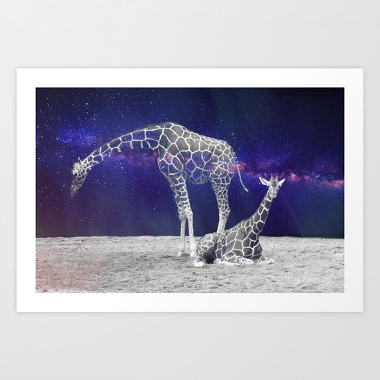 Giraffes on The Moon #society6 #artprints #buyart Art Print