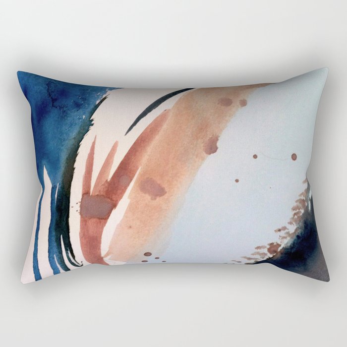 708 - a minimal mixed media abstract piece in blues, pinks, and white Rectangular Pillow