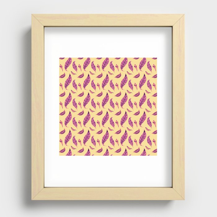 Pink Leaves Pattern Design Recessed Framed Print