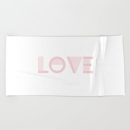LOVE Pink Pastel & White colors minimalist modern abstract illustration  Beach Towel
