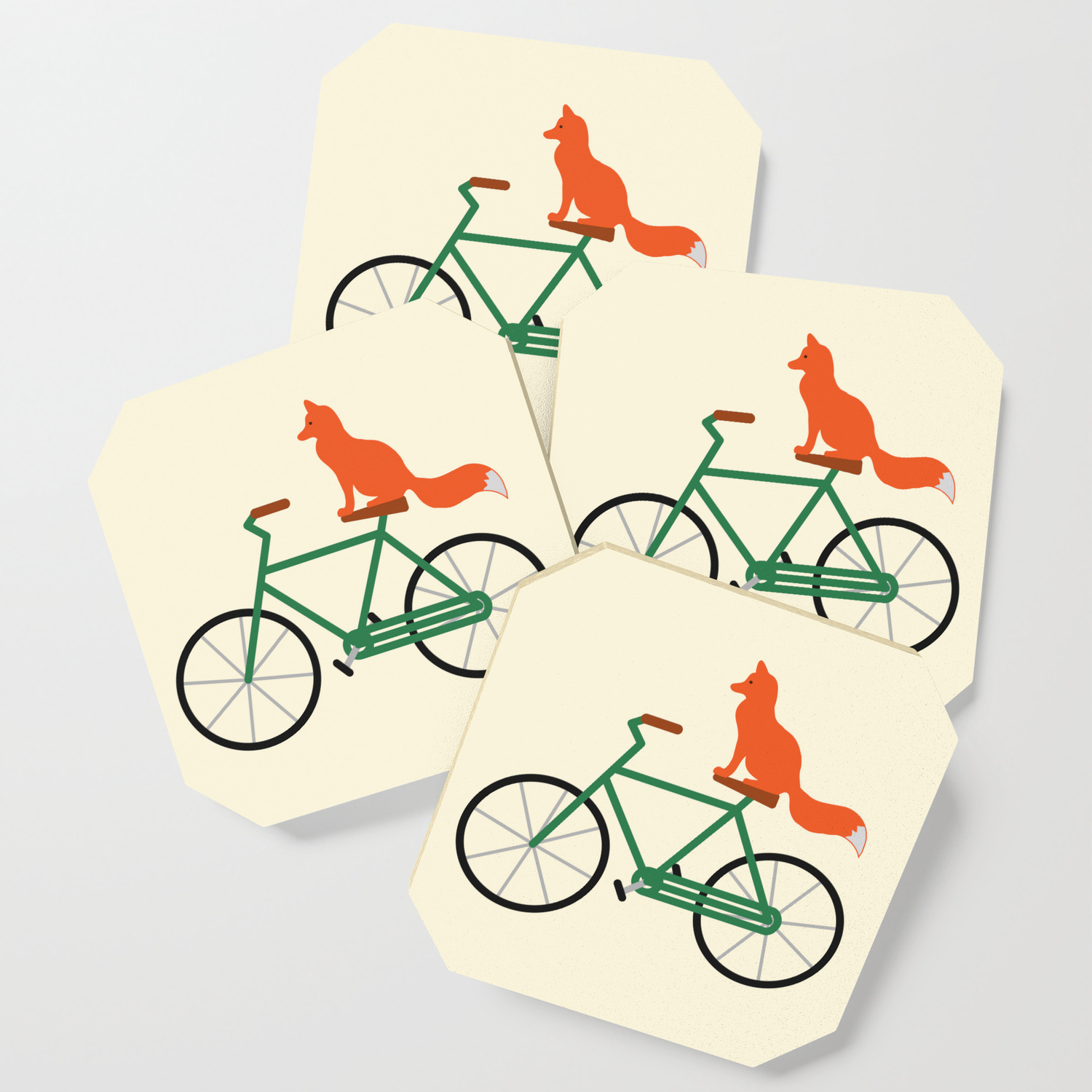 fox riding a bike