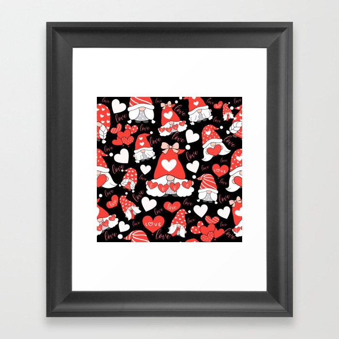 Love gnomes seamless pattern Framed Art Print